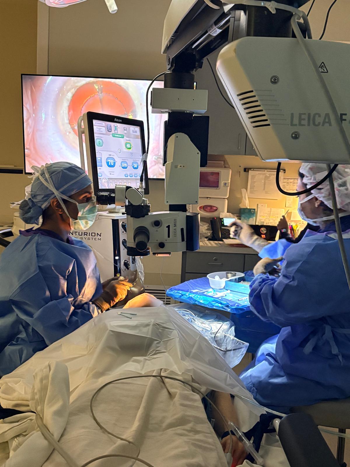 Dr. Abinaya Thenappan operating in a surgical suite